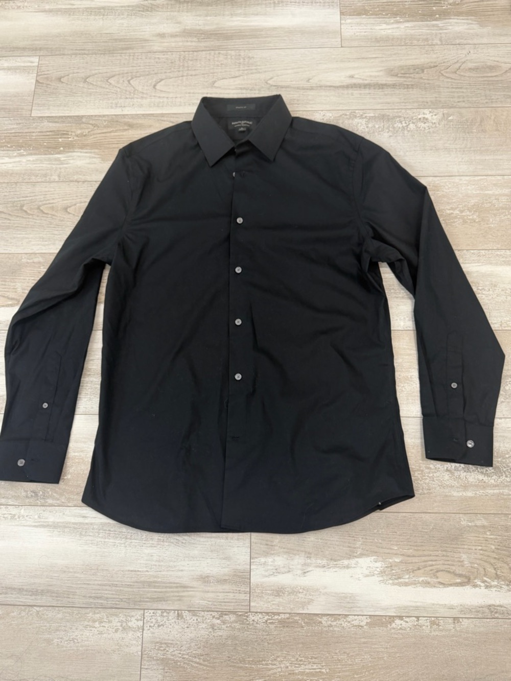 Men's Banana Republic Black Long-Sleeve Button-Down Dress Shirt - Athletic Fit
